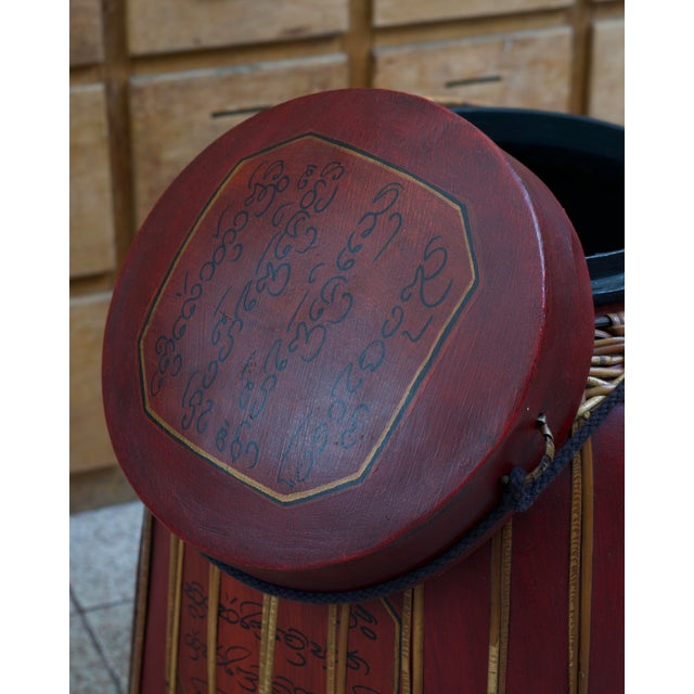Vintage Asian Bamboo Rice Basket, 1950s For Sale - Image 4 of 5