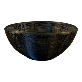 Vintage Modern Black Metal 15.5” Wire Fruit Bowl Basket For Sale