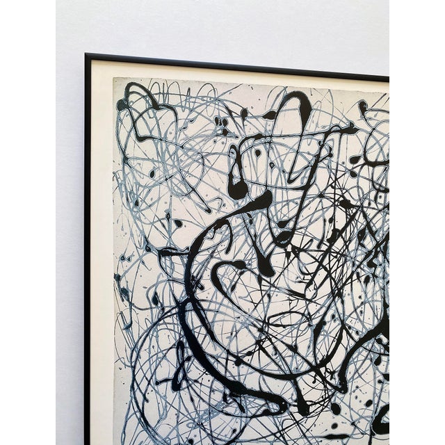 Jackson Pollock Jackson Pollock Vintage 1998 Abstract Expressionist Lithograph Print Framed Modernist Exhibition Poster " Number 14 : Gray " 1948 For Sale - Image 4 of 17
