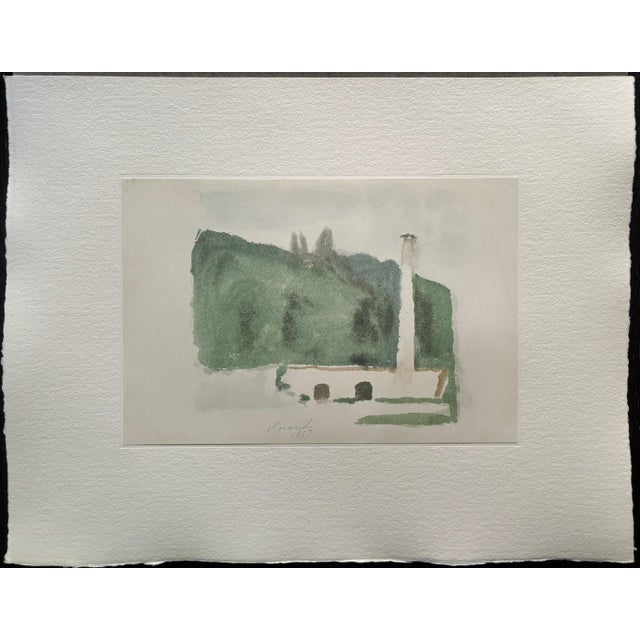 Giorgio Morandi (1890-1964) "Paesaggio" (Landscape) Colour Photo-lithograph on thick cotton handmade paper Signed / dated...