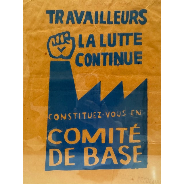 May 1968 Paris protest poster, Atelier Populaire, "Travailleurs – La Lutte Continue – Constituez-vous en Comité de Base"...