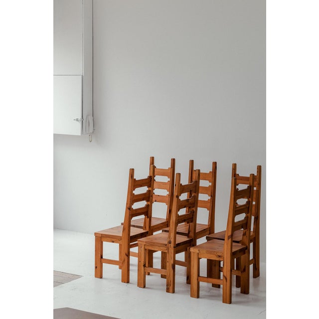 Vintage Swedish Dining Chairs in Pine, 1970s, Set of 6 For Sale - Image 4 of 14