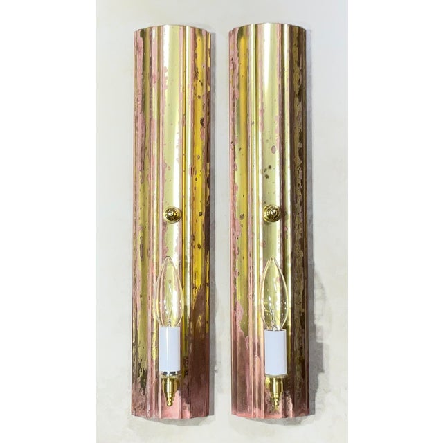 Bronze One of a Kind Pair of Joseph Malekan Repurposed Solid Bronze Sconces For Sale - Image 8 of 14