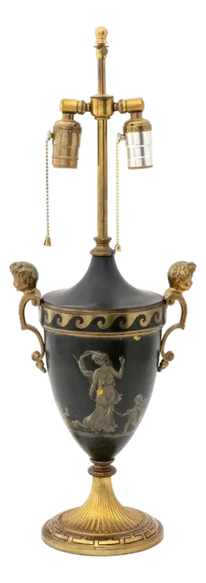 French Empire Style Painted Gilt Metal Table Lamp