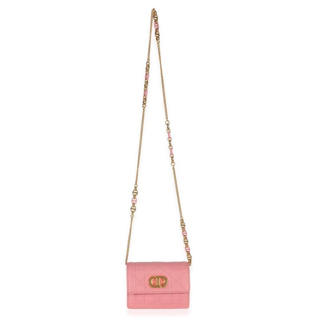 Pink Pink Macrocannage Calfskin Micro Miss Caro Chain Bag For Sale - Image 8 of 9