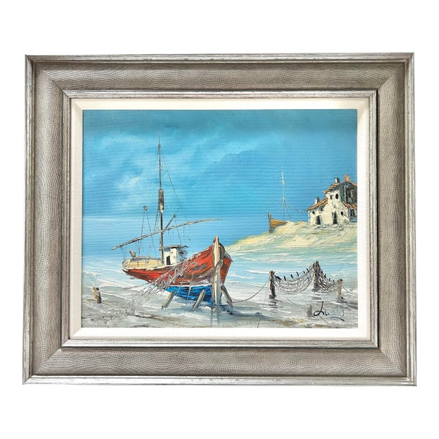 1970s Vintage Nautical Sailboat Painting Signed & Framed For Sale