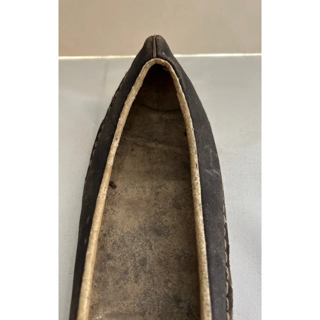 Animal Skin Antique Korean Joseon Dynasty Heukhye Nobleman's Leather Shoe, Single, Yangban Nobility Footwear With Hobnail Sole, 19th Century For Sale - Image 7 of 15