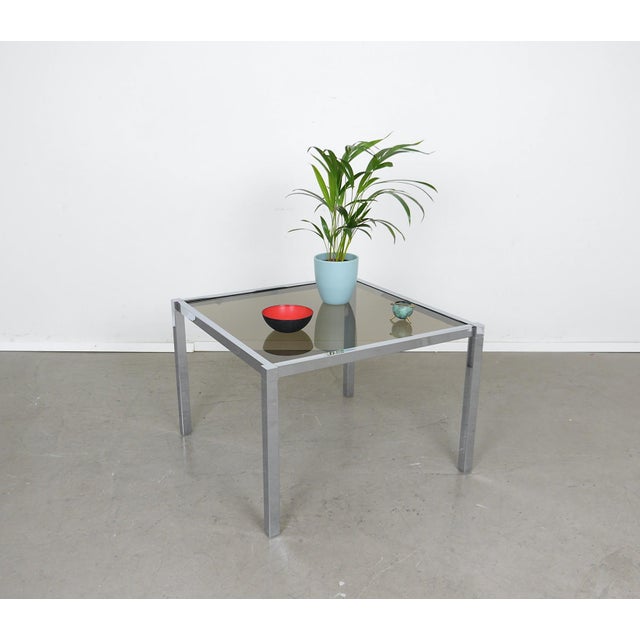 1970s Square Chrome and Glass Coffee Table in the style of Milo Baughman, Germany, 1970s For Sale - Image 5 of 18
