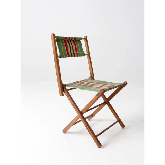 Vintage Kid's Stripe Canvas Folding Chair For Sale - Image 4 of 11