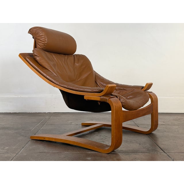 Vintage 1970's Scandinavian Leather Lounge Chair For Sale In Los Angeles - Image 6 of 11