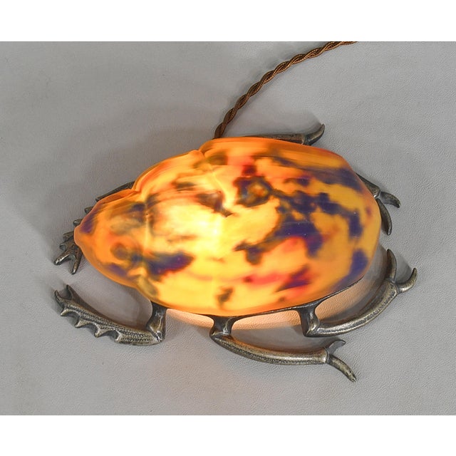 French Art Deco Scarab Night Lamp by Muller Freres - 1920s France For Sale - Image 6 of 11