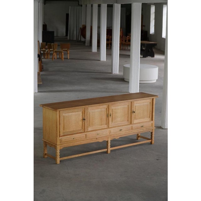 1960s Low Brutalist Sideboard in Oak by Henning Kjærnulf, 1960s For Sale - Image 5 of 18