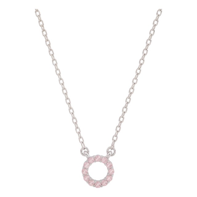Rose Quartz Necklace | 925 Sterling Silver Open Circle Necklace | Dainty Pink Halo Necklace For Sale