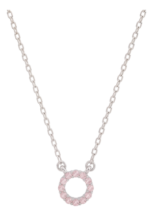 Rose Quartz Necklace | 925 Sterling Silver Open Circle Necklace | Dainty Pink Halo Necklace