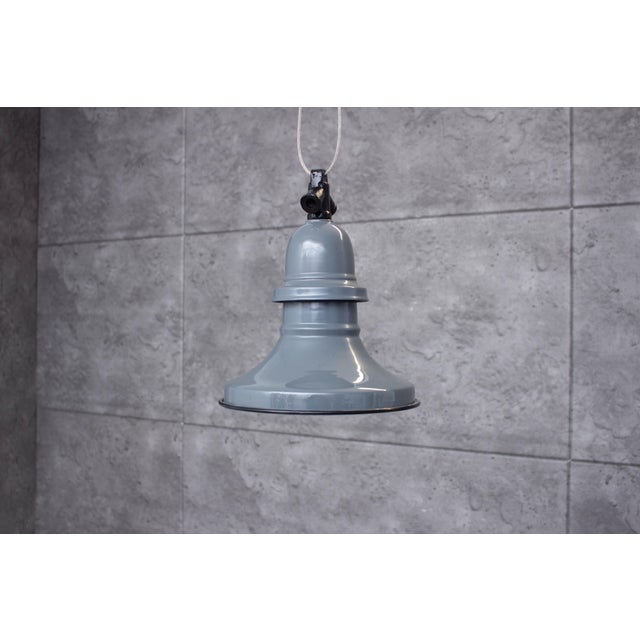 Vintage Beautiful enamel lamp from old warehouse stock in Poland, Found this a abandoned warehouse . Unkown manufacture is...