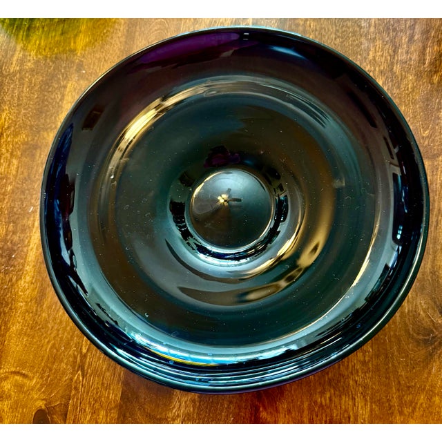 Amethyst Mid 20th Century Blenko Hand Blown Black Amethyst Console Bowl For Sale - Image 8 of 12