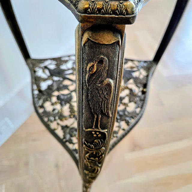 Mid 20th Century Italian Hollywood Regency Brass “Tous-Les-Trois” Heron & Grapevine Two-Tier Side Table, Marked Italy For Sale - Image 9 of 12