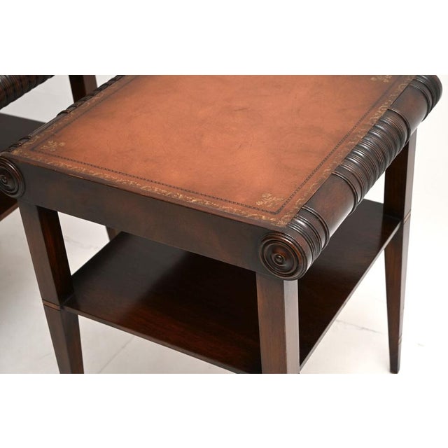 Antique Regency Leather Top Side Tables, 1930s, Set of 2 For Sale - Image 9 of 10