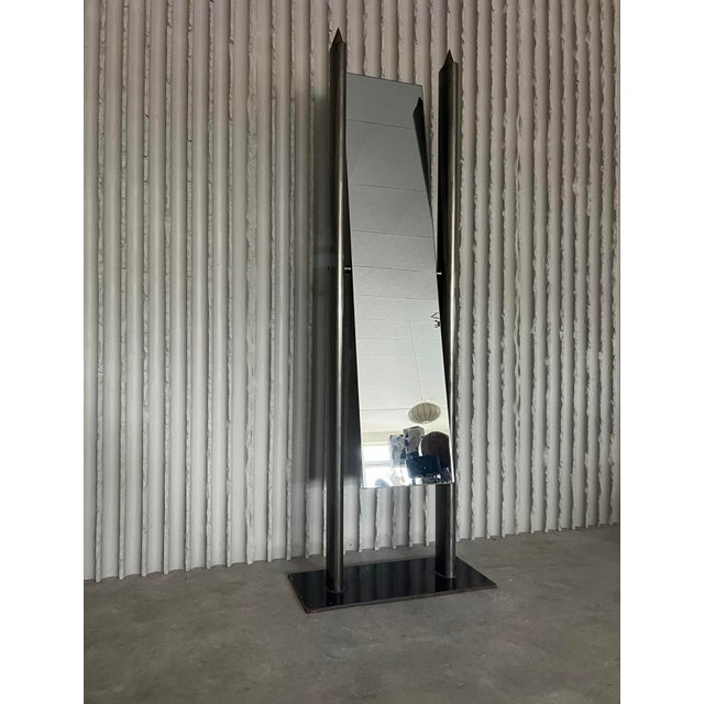 Gray Full-Length Steel Mirror, Italy, 1980s For Sale - Image 8 of 12
