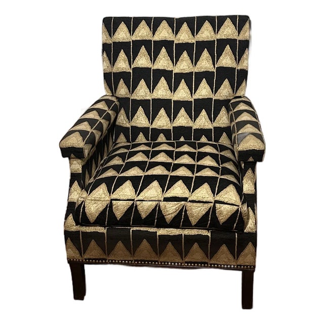 Bold Art Deco Black and Gold Luxe Lounge Chair For Sale