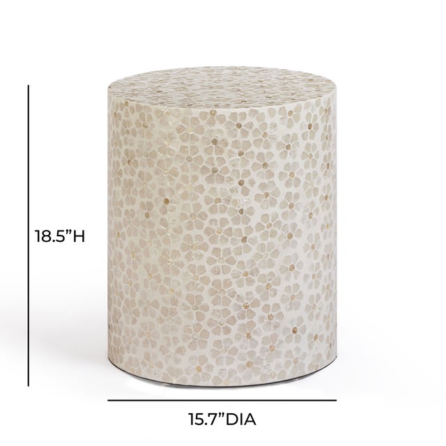 2020s Lorna Stool in Pearl Floral Petal Capiz Shell Motif For Sale - Image 5 of 6