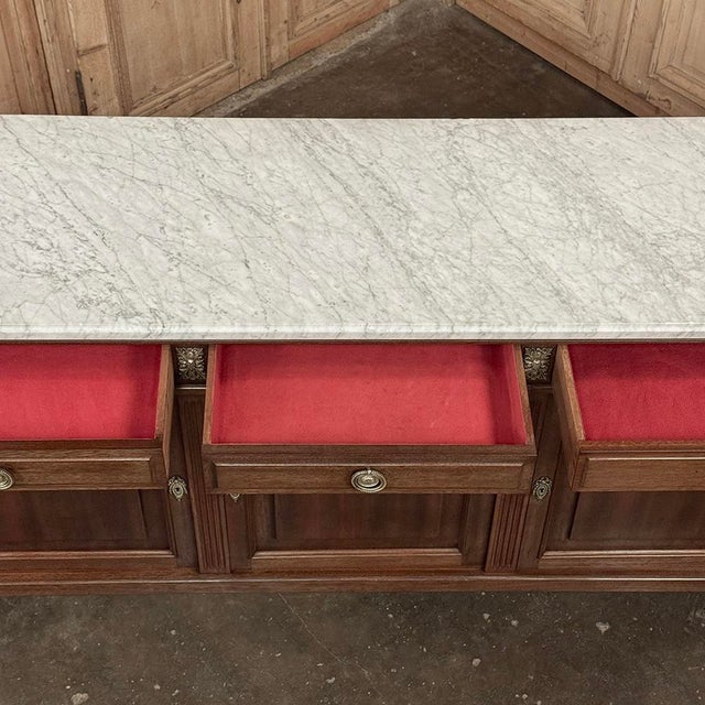 Mid 20th Century Grand French Louis XVI Mahogany Round-Sided Buffet With Carrara Marble For Sale - Image 17 of 18