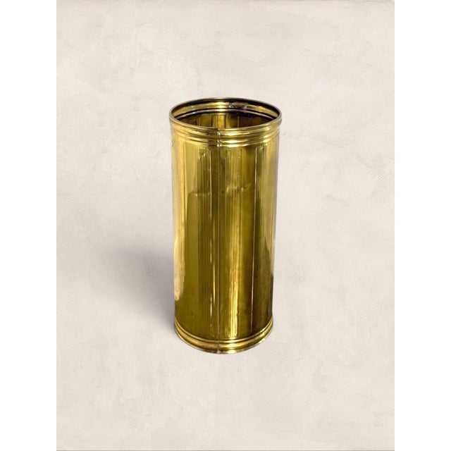 Metal Vintage English Brass Embossed Umbrella Stand For Sale - Image 7 of 9