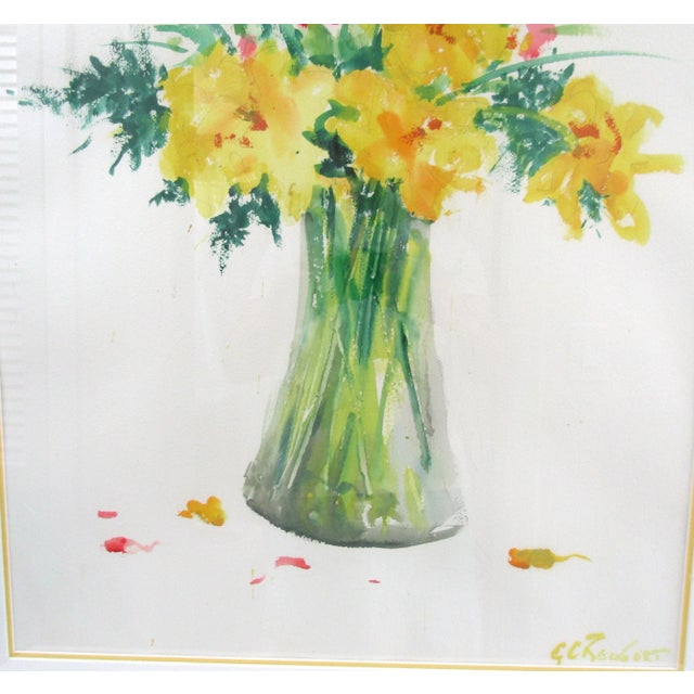 1970s Vintage Original E. G. Bengert Watercolor Painting of Wildflowers in a Vase For Sale - Image 5 of 8