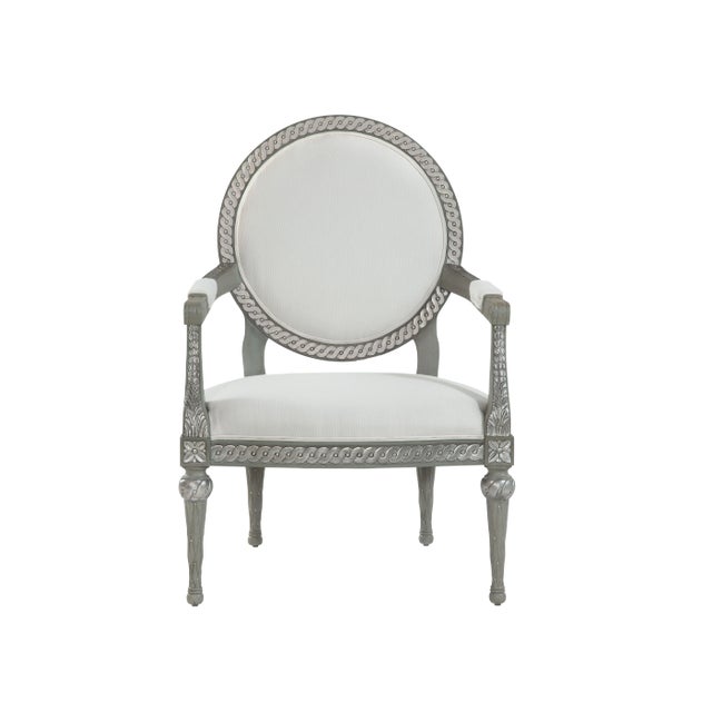 Swedish Guilloche Carved Armchair For Sale