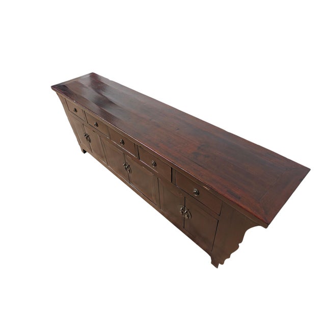 Mid 19th Century 19th Century Chinese Elm 5 Drawer Sideboard With Flanged Ends For Sale - Image 5 of 5