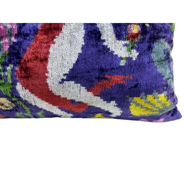 Velvet Silk Lumbar Cushion Cover with Jungle Design, 2000s For Sale - Image 4 of 11