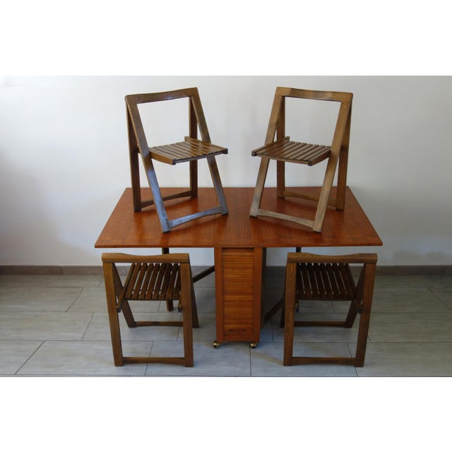 Drop-Leaf Table and Folding Chairs, 1960s, Set of 5 For Sale - Image 16 of 18