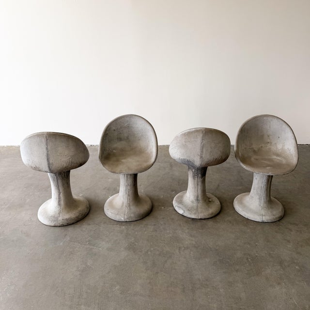 Willy Guhl Vintage 1970s Willy Guhl Brutalist Concrete Tulip Chairs Set of 4 Unmarked For Sale - Image 4 of 16
