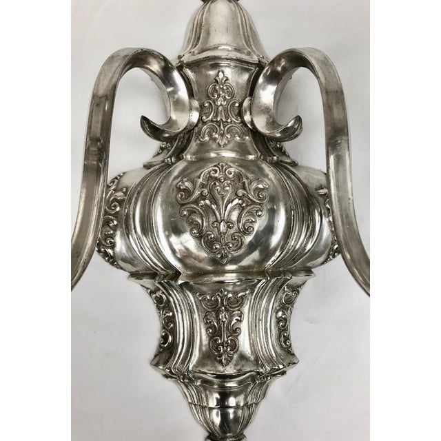 Metal Pair Signed E.F. Caldwell Georgian Style Sliver Sconces For Sale - Image 7 of 8