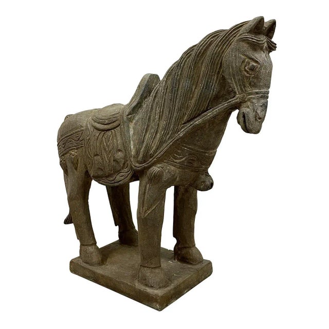 Early 20th Century Chinese Vintage Carved Stone Horse Statue/Sculpture For Sale - Image 13 of 13