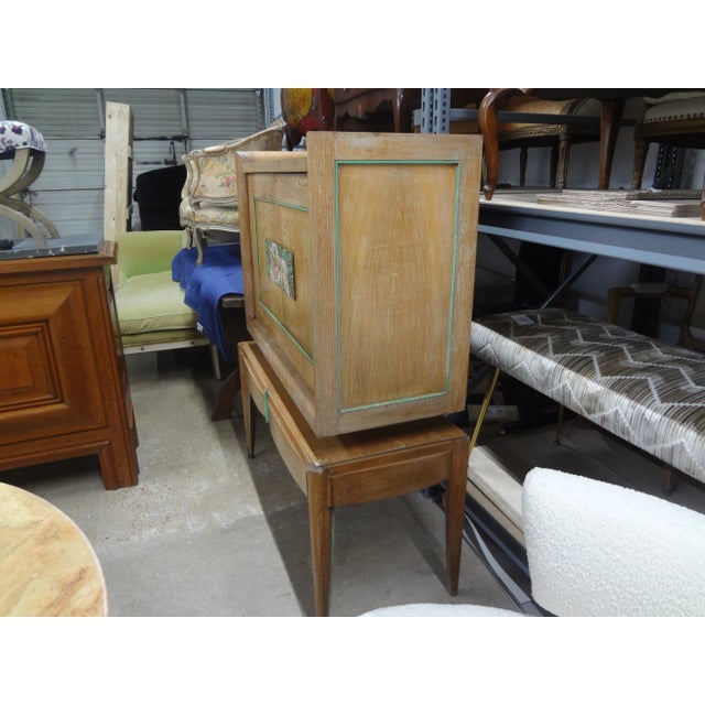 1940s 1940s Pair of French Modern Cerused Oak Cabinets Attributed to Jules Leleu For Sale - Image 5 of 12