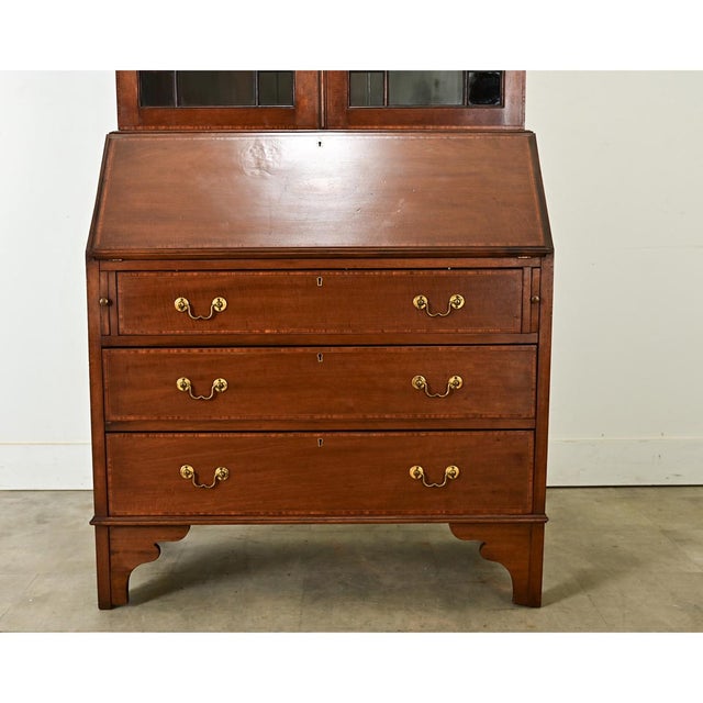 Brown English 19th Century Sheraton Mahogany Secretary For Sale - Image 8 of 12