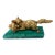 Antique Gilt Bronze Hunting Fox Statue on Malachite Base, Early 20th Century For Sale