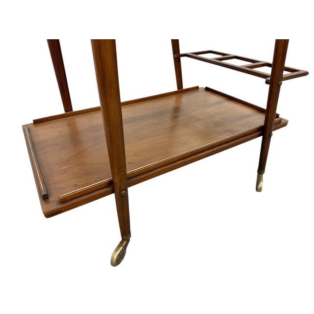 Wood Mid-Century Italian Modern Walnut Serving Cart For Sale - Image 7 of 8