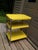 Vintage Industrial Yellow Cosco Chrome Kitchen 3 Shelf Utility Cart With Wheels For Sale - Image 9 of 18