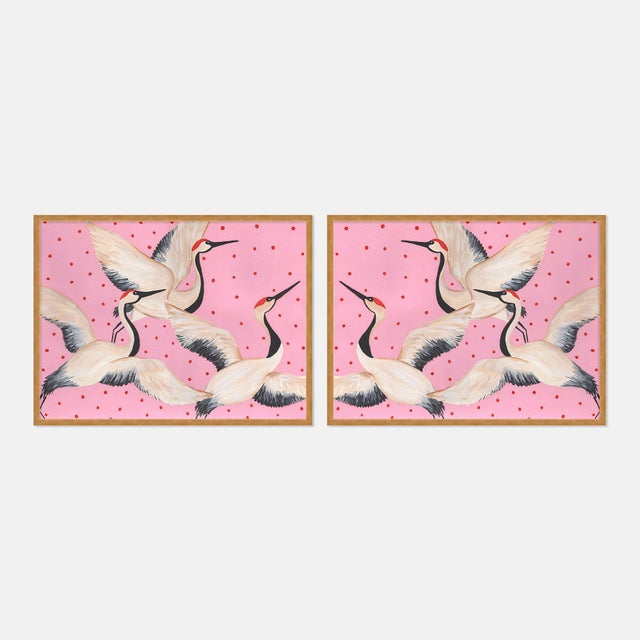 Contemporary Babette, Cleo & Estelle Diptych by Willa Heart in Gold Framed Paper, Small Art Print For Sale - Image 3 of 3