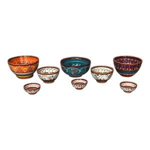 Hand Painted Decorative Spanish Pottery Tapas Bowl Set of 8