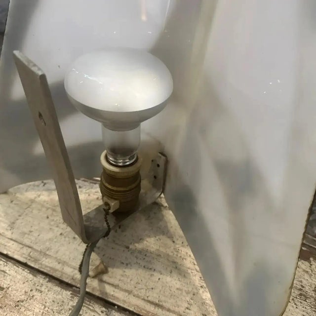 1980s Modernist Brass and White Plexiglass Tribal Mask Wall Light For Sale - Image 9 of 12