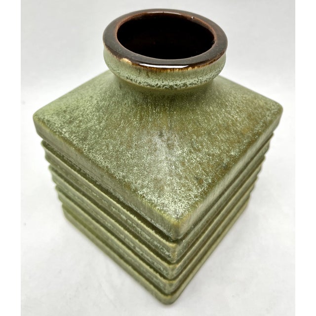 1960s Rectangular Fat Lava Vase with Decor, West Germany, 1960s For Sale - Image 5 of 8