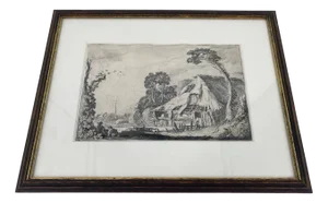 Jan Va De Velde, Genre Scene at the Harbor, Netherlands 1616, Paper, Framed