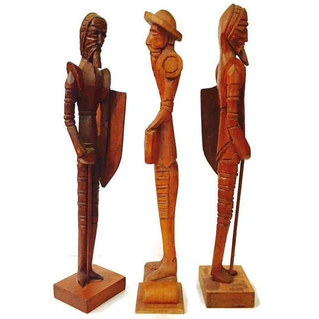 Mid Century Wood Carved Don Quixote Statues Set of 3 Chairish
