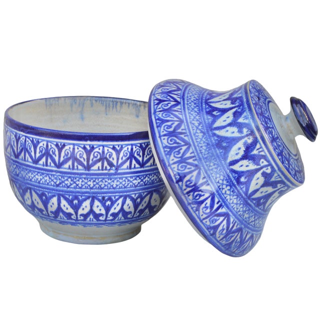 Early 20th Century Handcrafted Blue Moorish-Patterned Ceramic Art Vase For Sale - Image 9 of 13