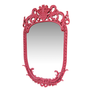 19th Century Large Rococo/ Baroque Design Ornately Carved Wood Wall Mirror With Aged Glass