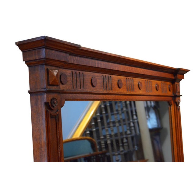 Large Victorian Oak Wall Mirror For Sale - Image 9 of 14