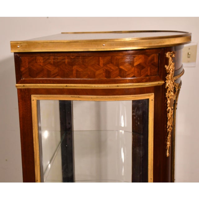 Antique Paul Sormani French Louis XV Mahogany Inlay Display Cabinet Vitrine For Sale - Image 12 of 18